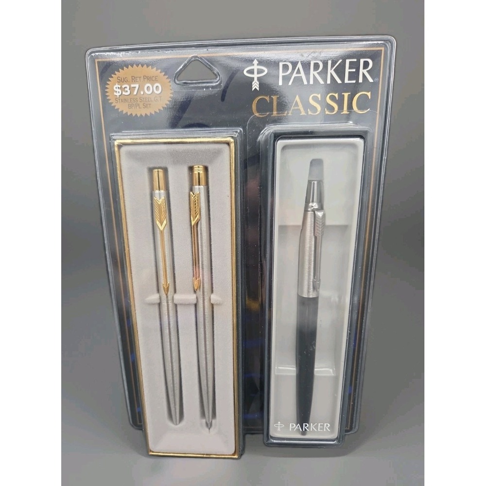Vintage 1996 Parker Classic Flighter 3-Piece Pen Pencil Set NOS Sealed Made...